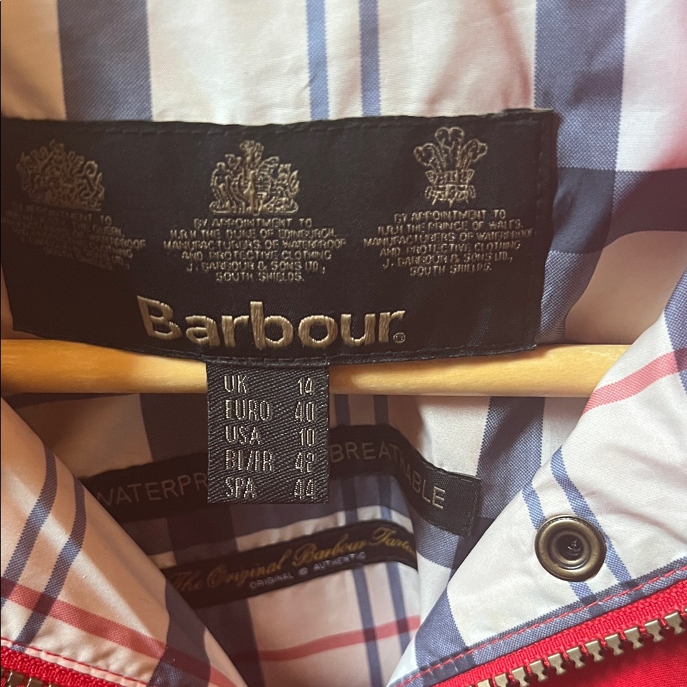 Barbour Red Women's Waterproof Jacket with Tartan Lining - Picture 3 of 7